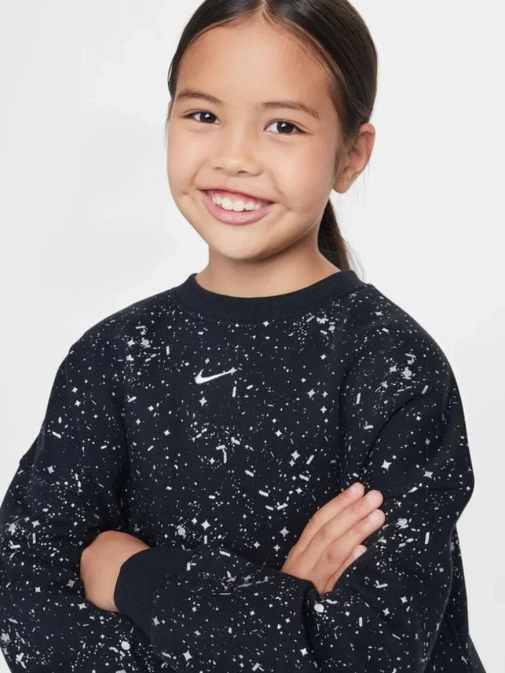 NEW Y Nike Sportswear Club Fleece Black/Metallic Silver Small